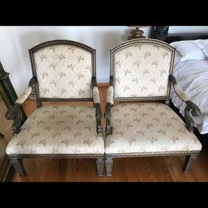 Luxury wooden chairs with white red designs($250)